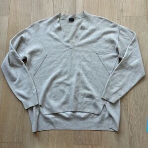 Joseph Soft Wool V Neck Sweater Oatmeal Grey Oversized Women's M